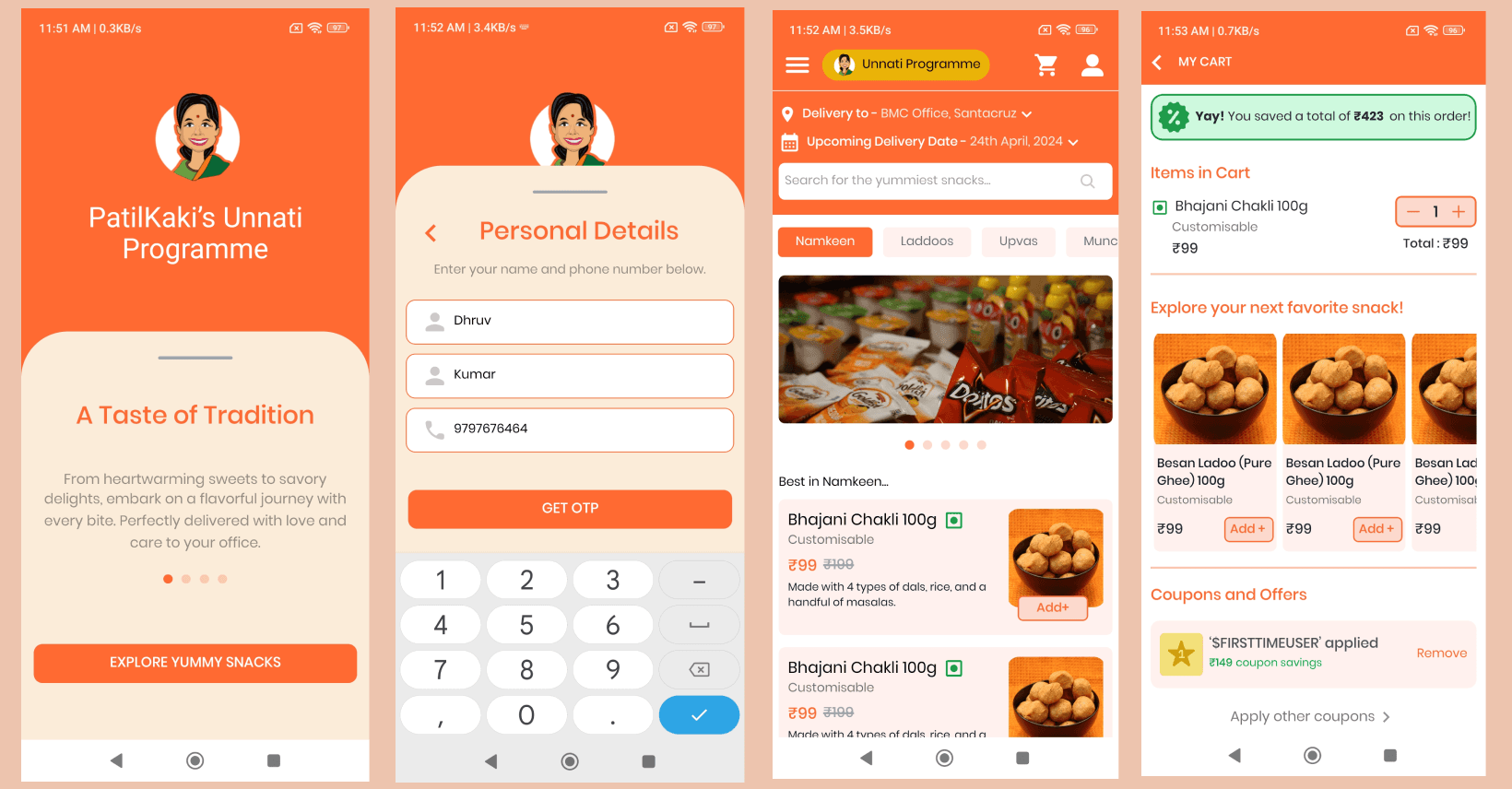 PatilKaki Snacks Mobile App